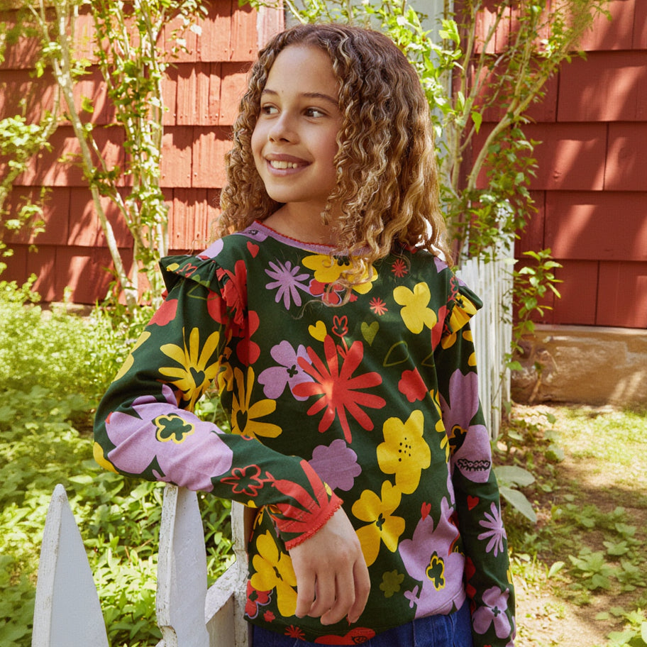 Wildflower Ruffle Long Sleeve T-Shirt
