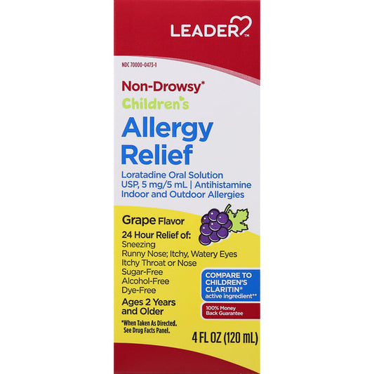 Leader Allergy Relief, Non-Drowsy, Grape Flavor, Children's, 4oz