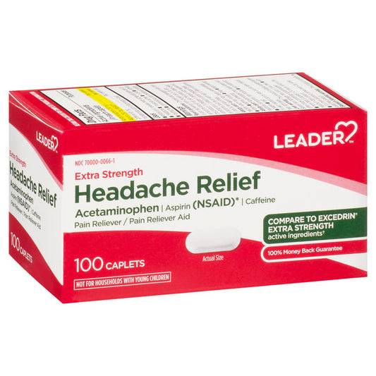 Leader Health Care Headache Relief, Extra Strength, Caplets