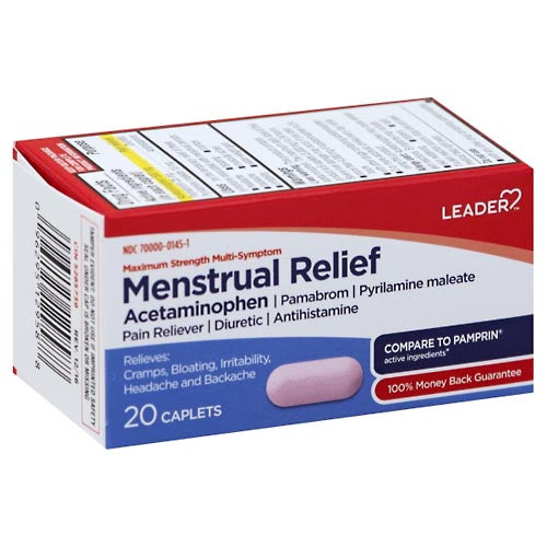 Leader Menstrual Relief, Maximum Strength, Multi-Symptom, Caplets,20ea