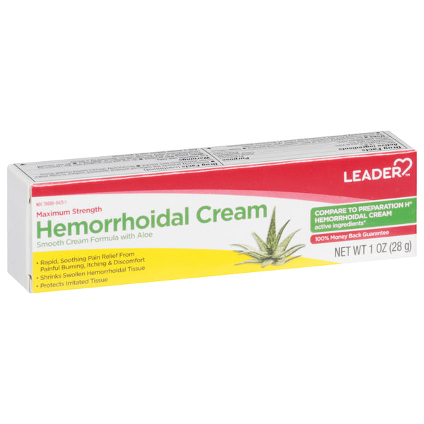 Leader, Hemorrhoidal Cream, Maximum Strength, 1 Oz