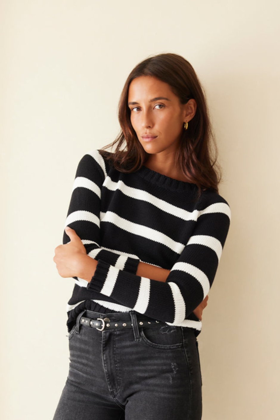 Stripe Sloane Crewneck in Black - Osadia Concept Store