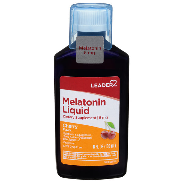 Leader, Melatonin Liquid, 5 Mg, Cherry Flavor, 6 Fl Oz
