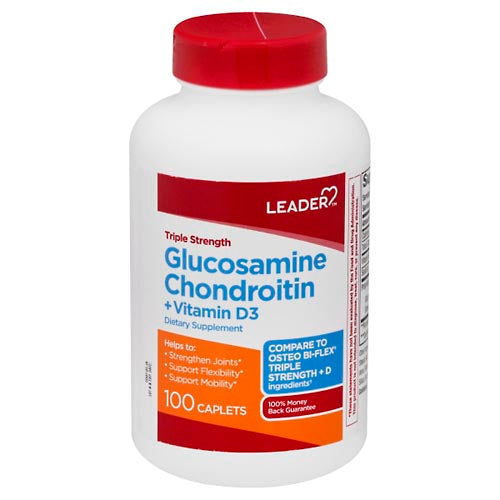 Leader, Glucosamine Chondroitin + Vitamin D3, Triple Strength, Caplets