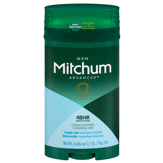 Mitchum Antiperspirant Deodorant Stick For Men, Triple Odor Defense Invisible Solid, 48 Hr Protection, Dermatologist Tested, Clean Control, 2.7 Oz