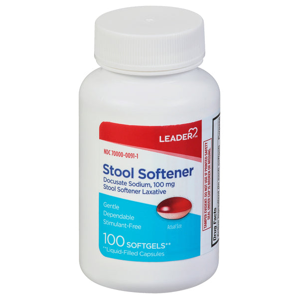 Leader, Stool Softener, 100 Mg, Softgels