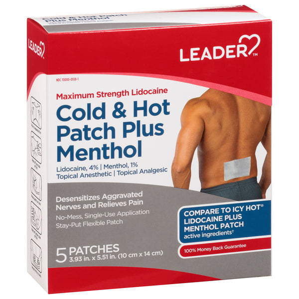 Leader, Cold & Hot Patch Plus Menthol, Maximum Strength