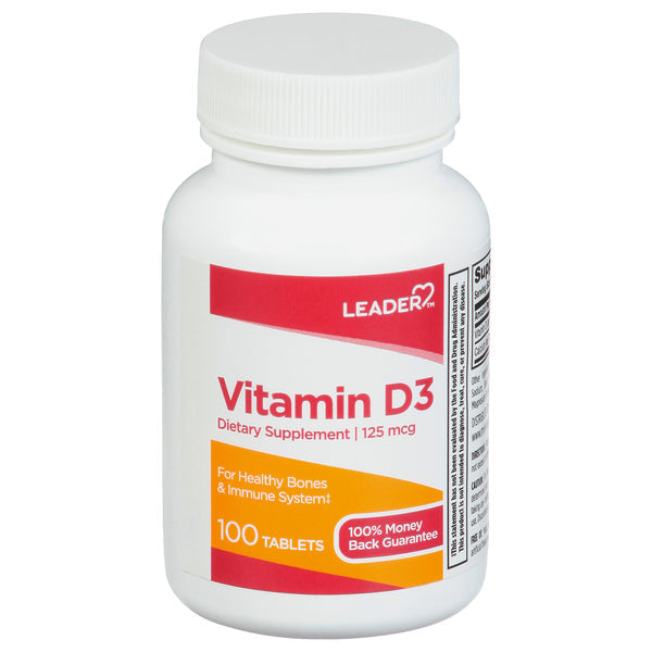 Leader Vitamin D3 Dietary Supplement 125 Mcg Tablets
