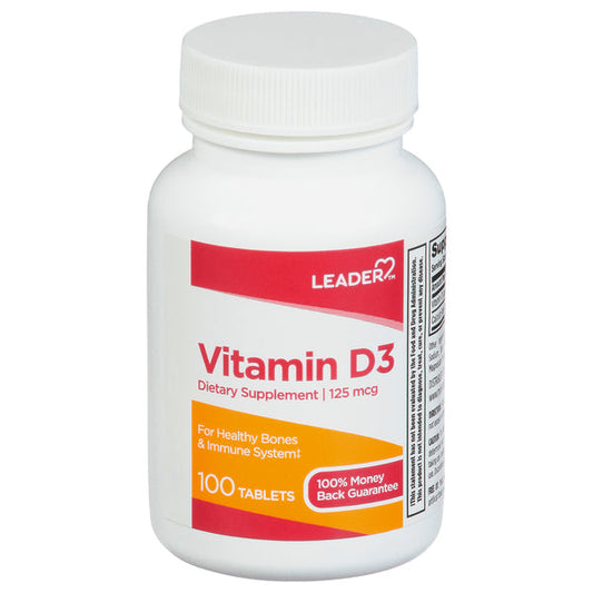 Leader Vitamin D3 Dietary Supplement 125 Mcg Tablets