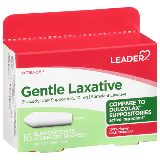 Leader Health Care Suppositories, Gentle Laxative
