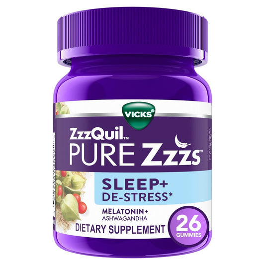 Vicks ZzzQuil PURE Zzzs De-Stress Melatonin Sleep Aid Gummies 1 Mg Per Gummy