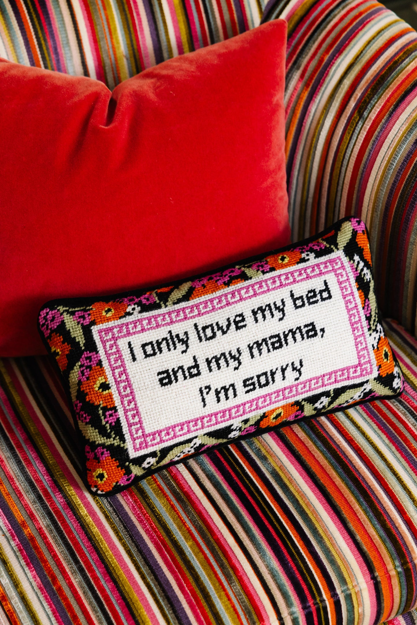 Only Love My Bed Needlepoint Pillow - Osadia Concept Store