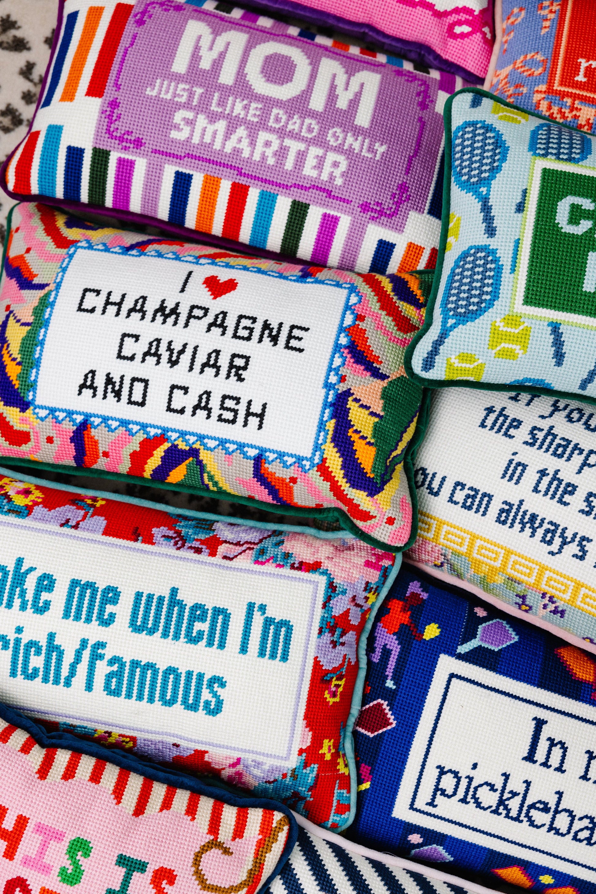 Rich And Famous Needlepoint Pillow - Osadia Concept Store