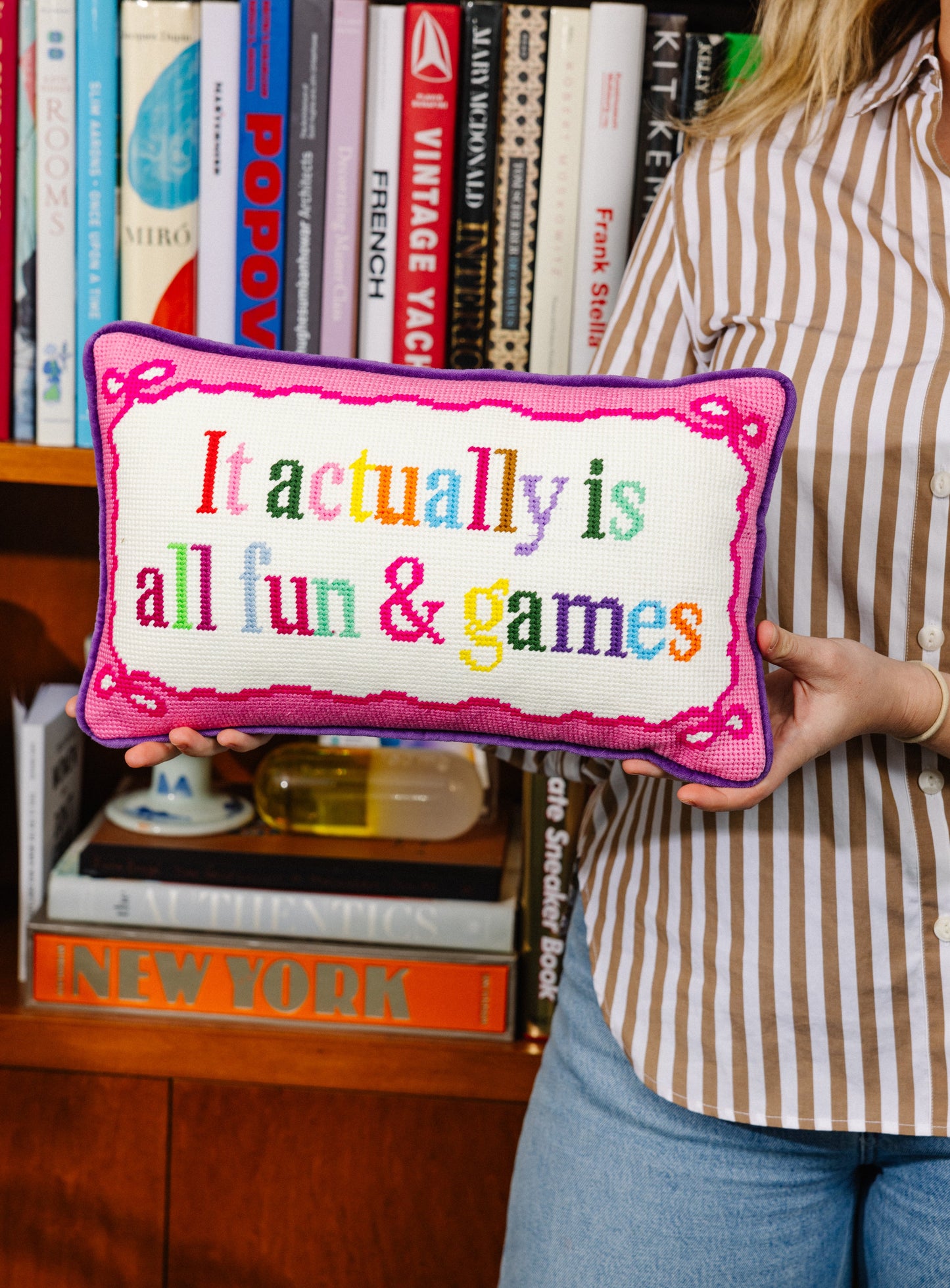 Fun And Games Needlepoint Pillow - Osadia Concept Store