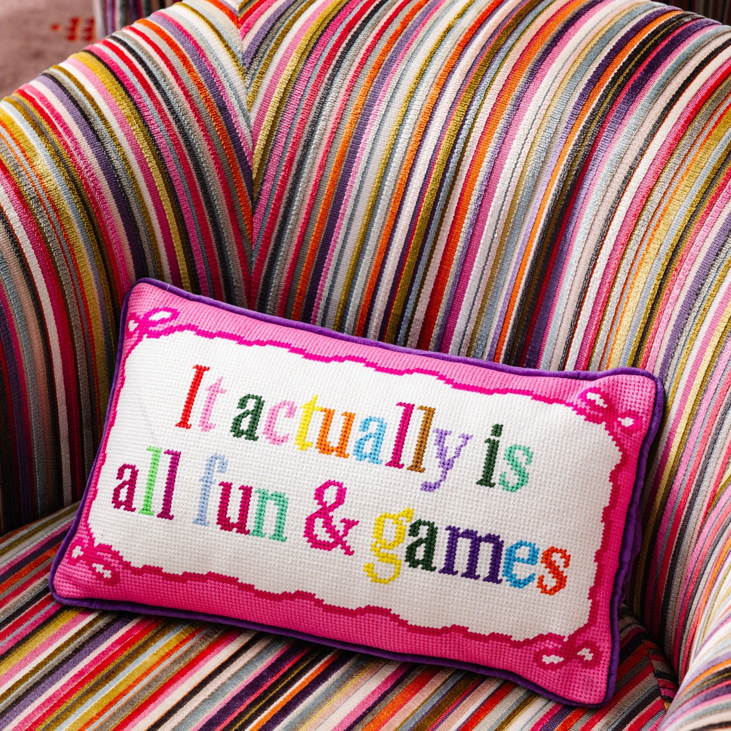 Fun And Games Needlepoint Pillow - Osadia Concept Store