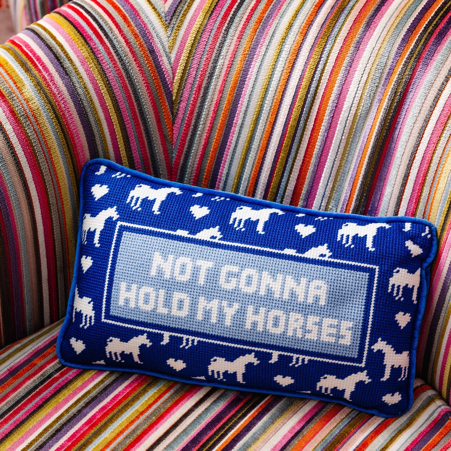 Hold My Horses Needlepoint Pillow - Osadia Concept Store