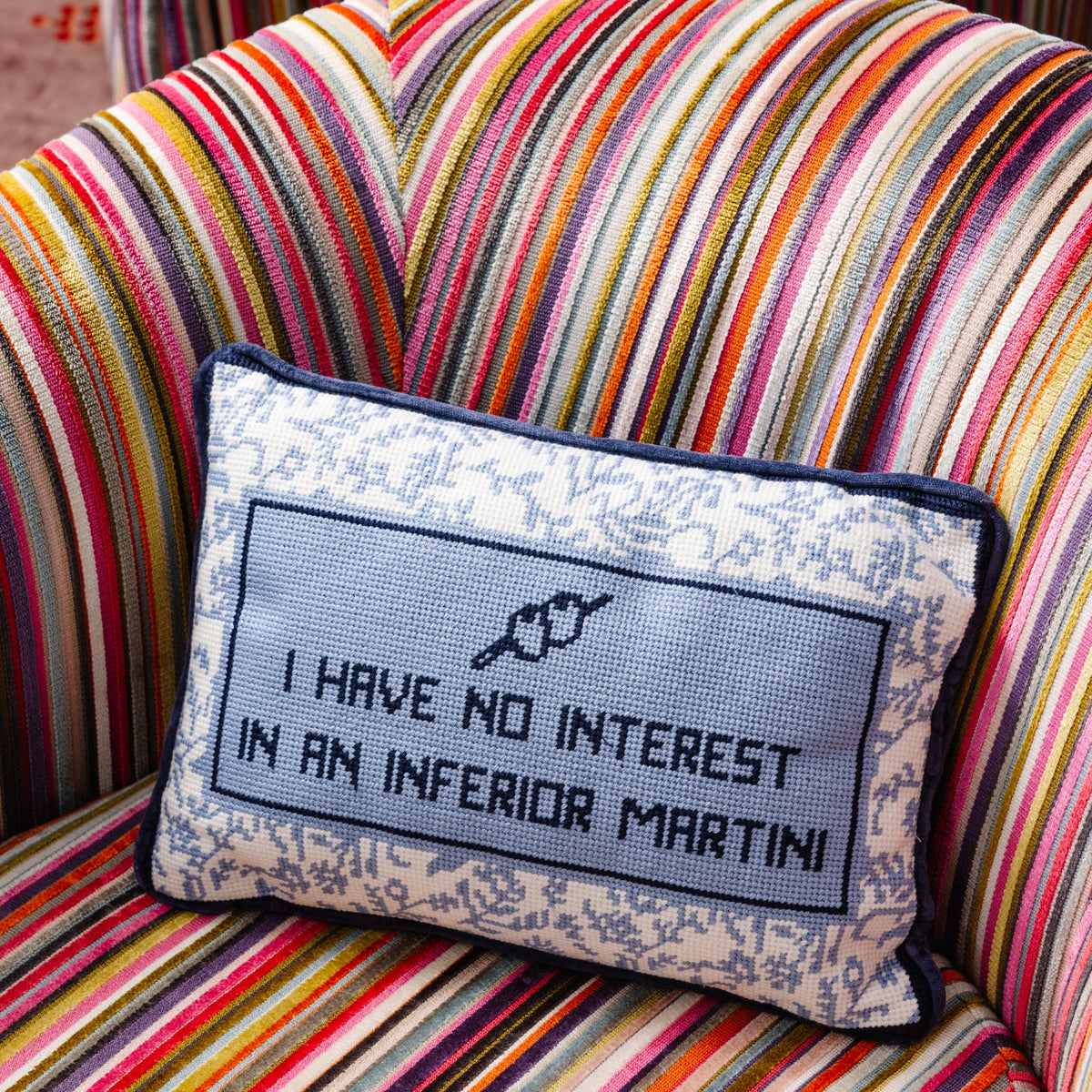 Inferior Martini Needlepoint Pillow