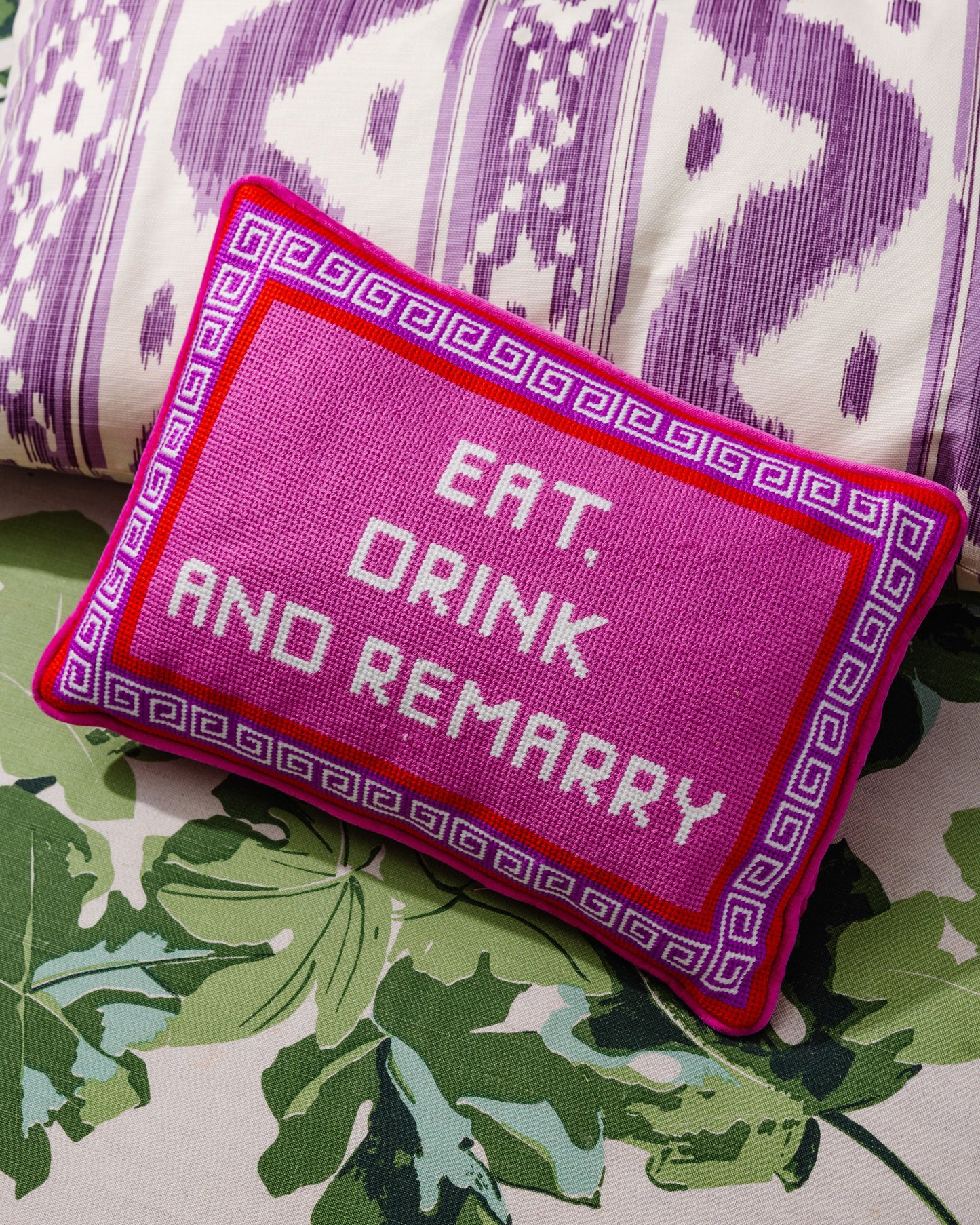 Eat Drink Remarry Needlepoint Pillow - Osadia Concept Store
