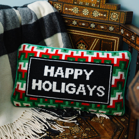 Happy Holigays Needlepoint Pillow - Osadia Concept Store