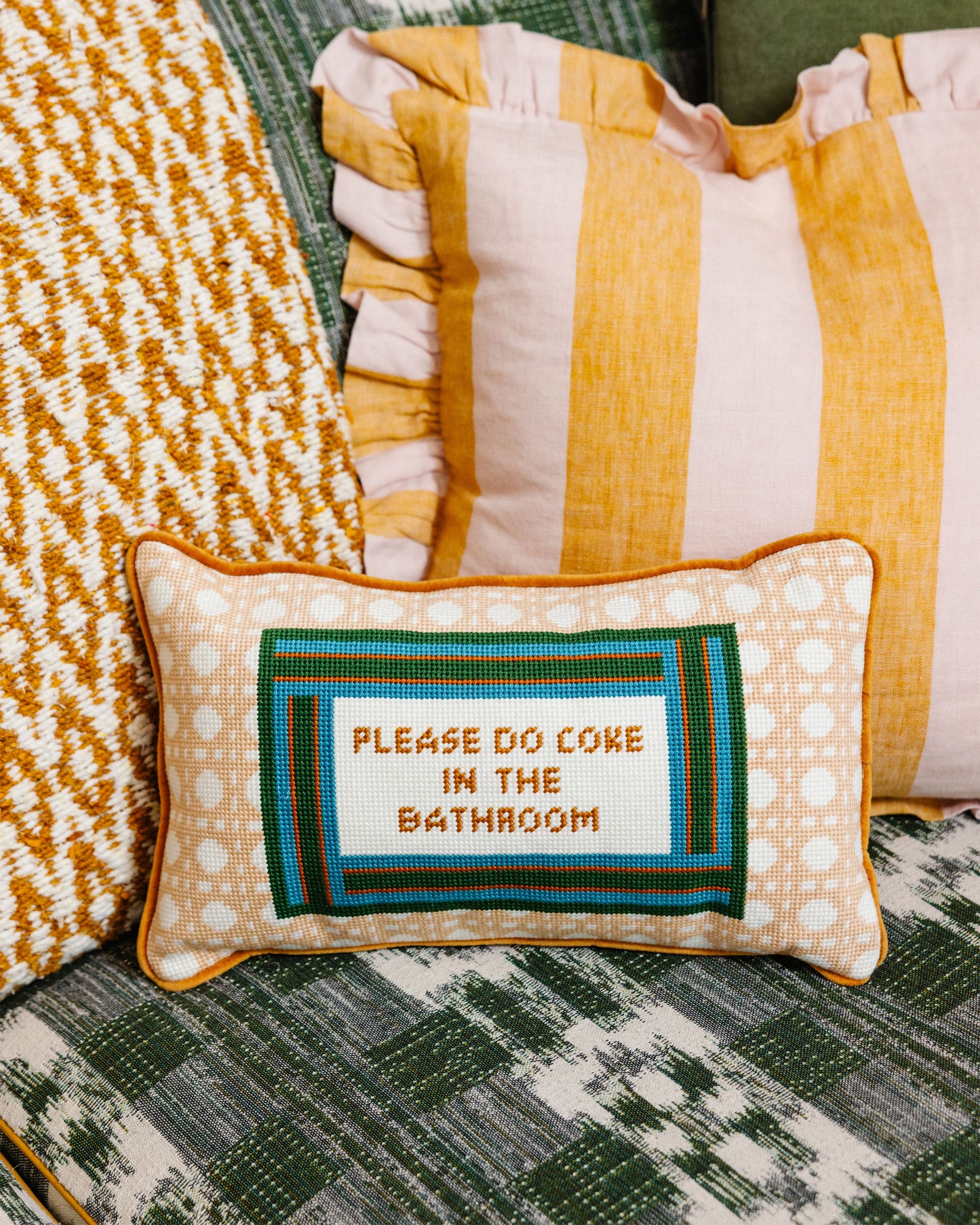 Bathroom Etiquette Needlepoint Pillow - Osadia Concept Store