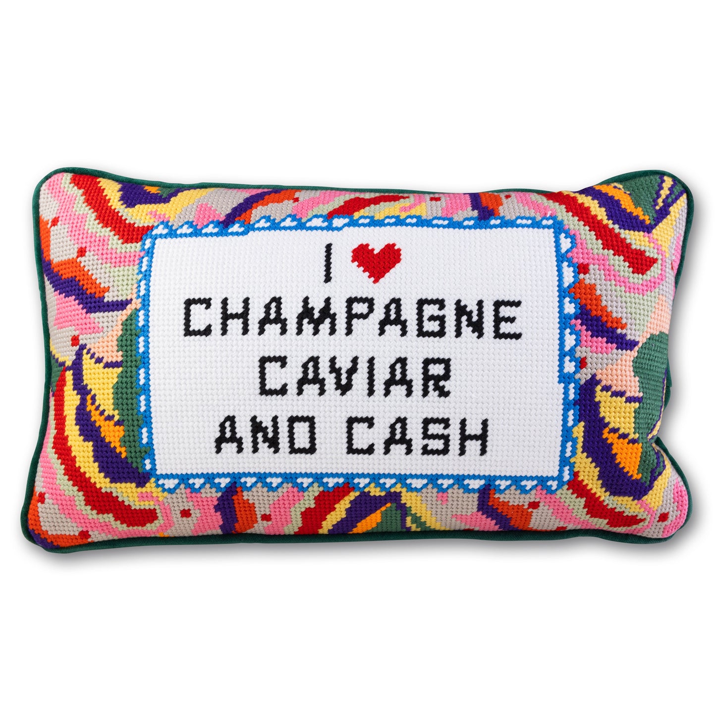 Caviar and Cash Needlepoint Pillow - Osadia Concept Store