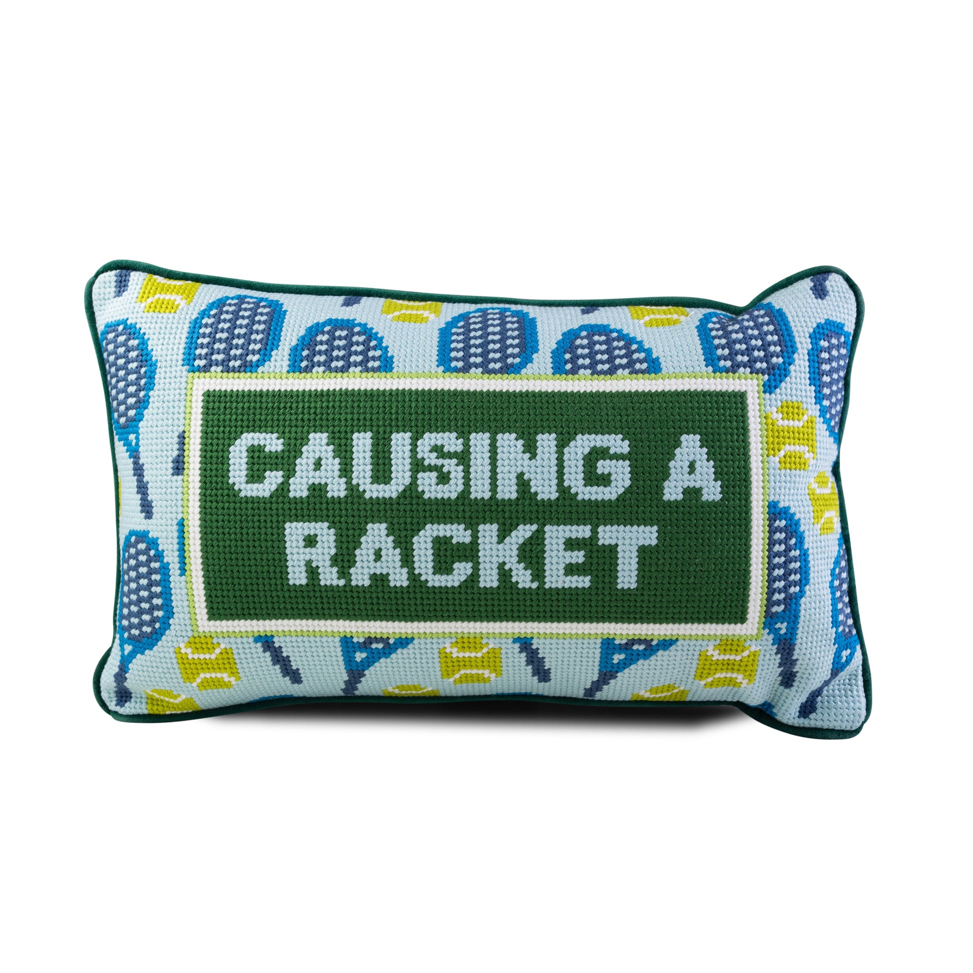 Causing A Racket Needlepoint Pillow - Osadia Concept Store