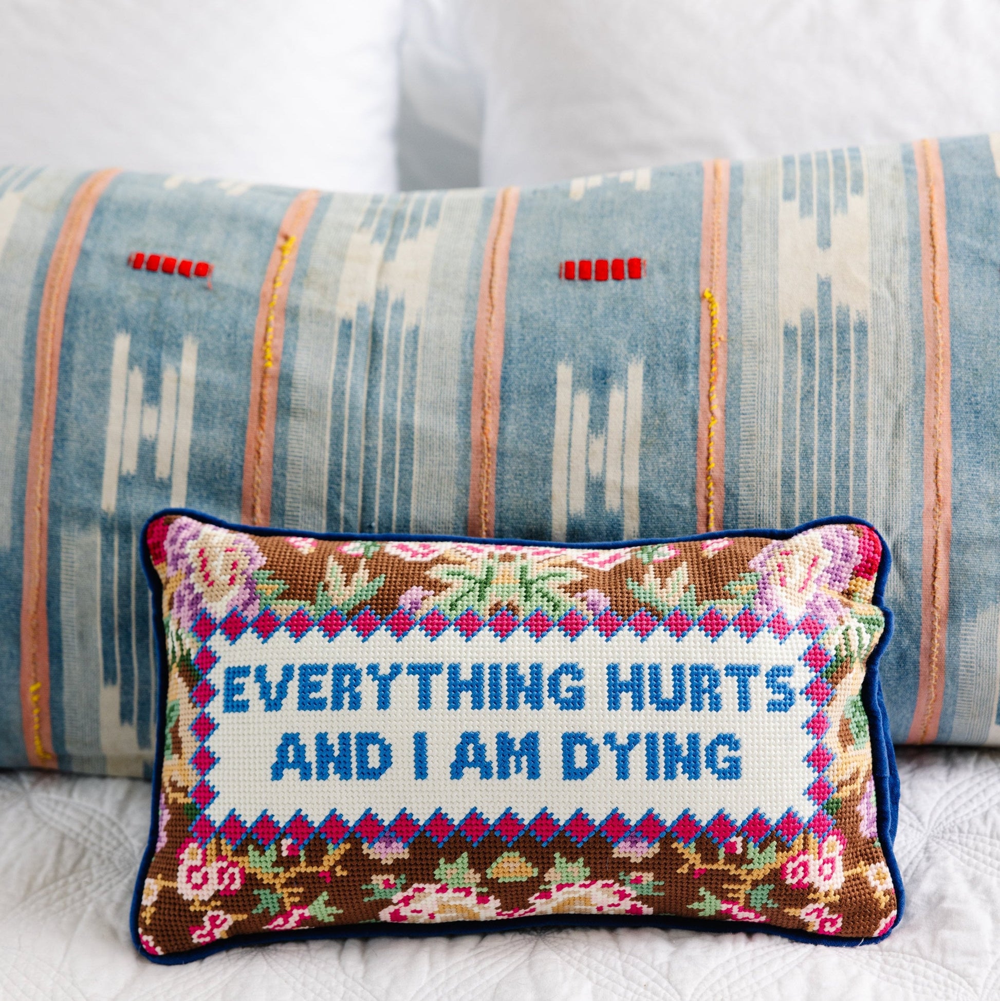 Everything Hurts Needlepoint Pillow - Osadia Concept Store