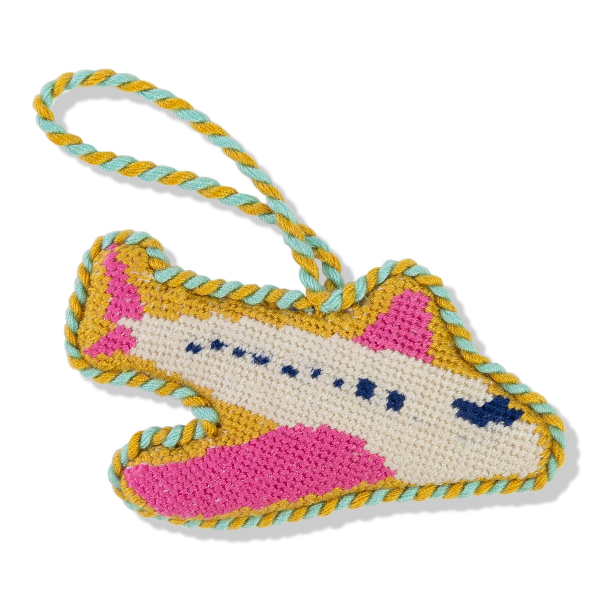 Needlepoint Icon Ornament  - Airplane