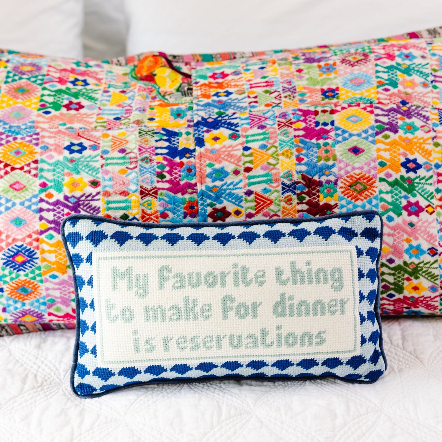 Reservations Needlepoint Pillow - Osadia Concept Store