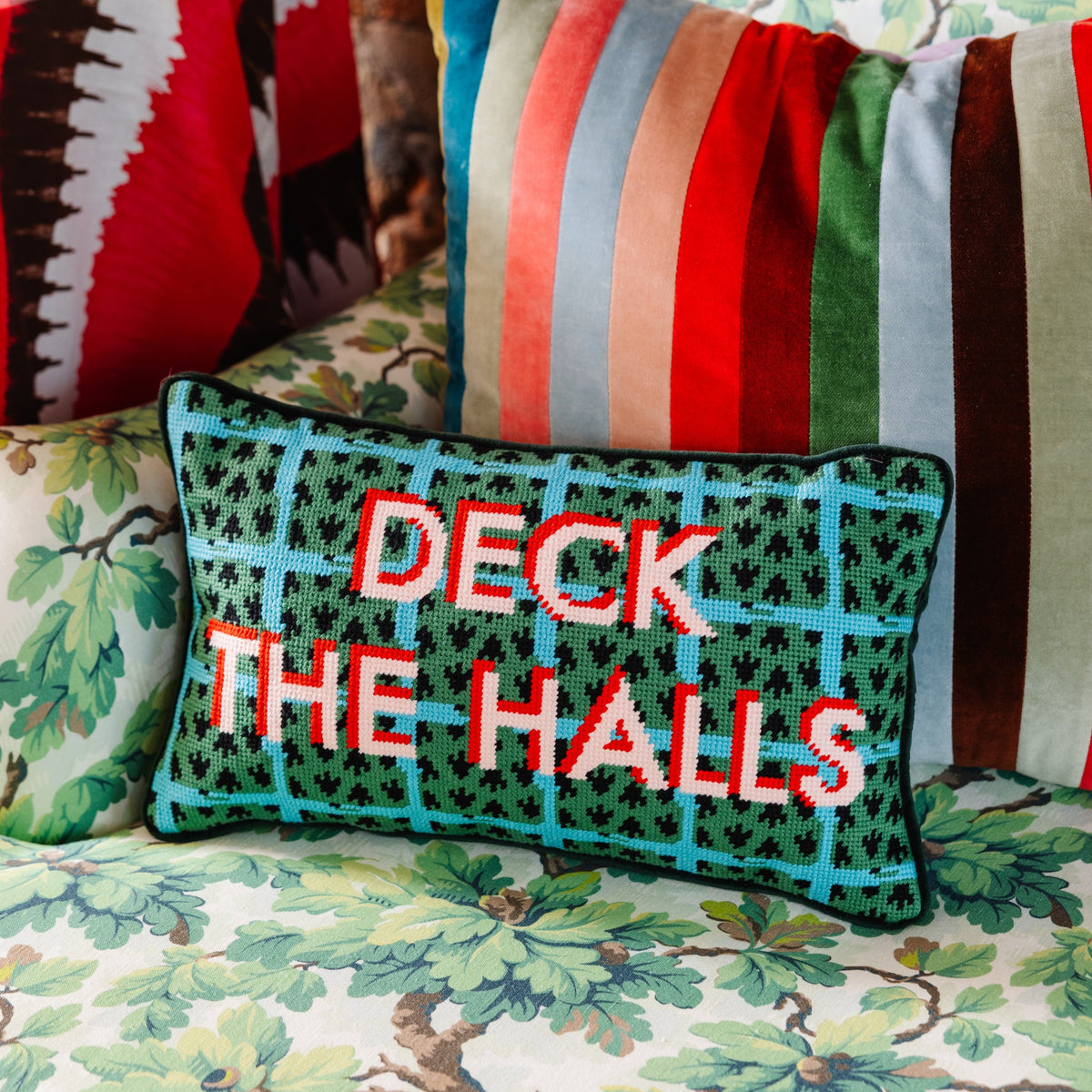 Deck the Halls Needlepoint Pillow