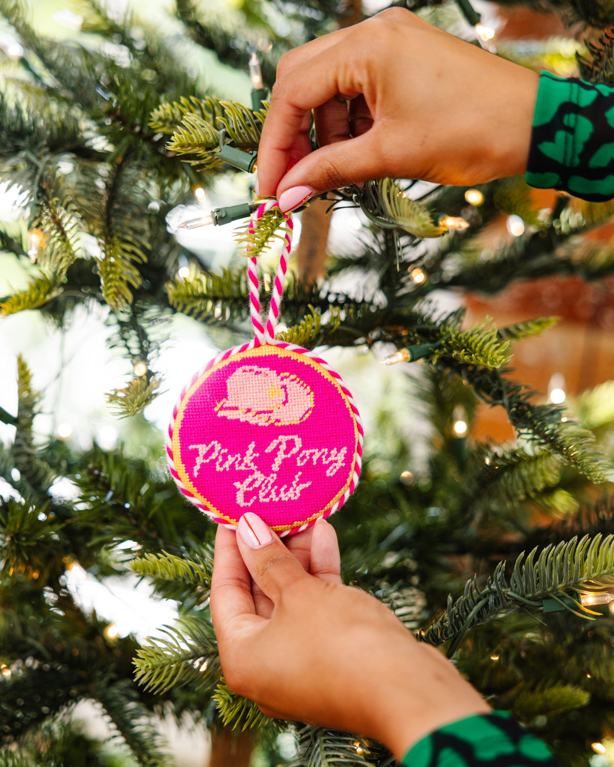 Needlepoint Ornament - Pink Pony Club