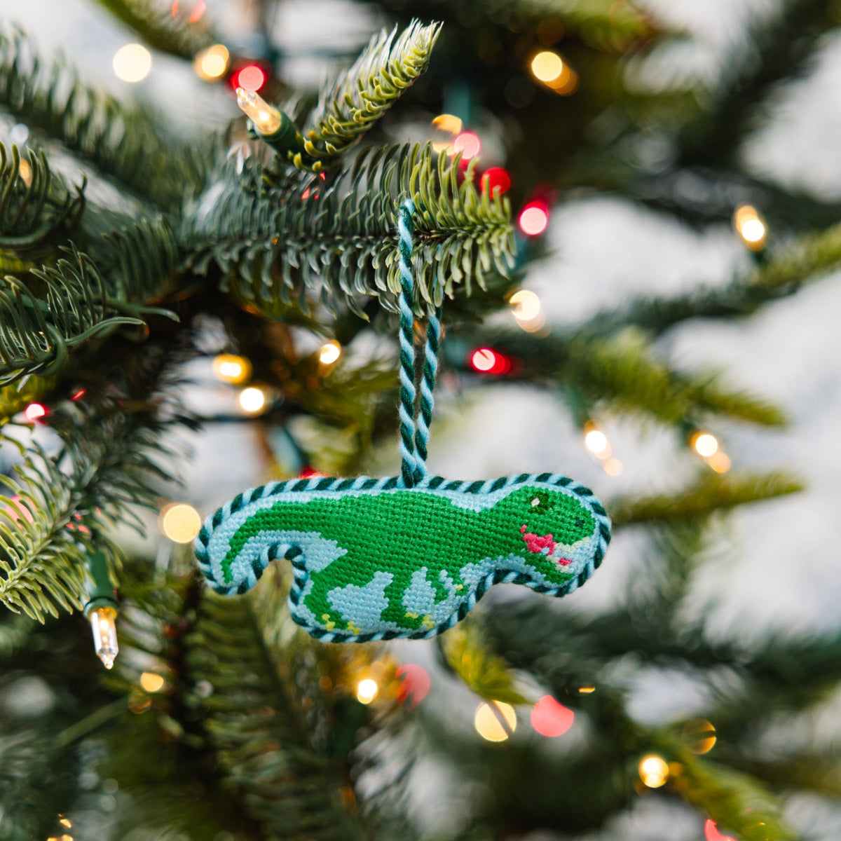 Needlepoint Icon Ornament - Dinosaur