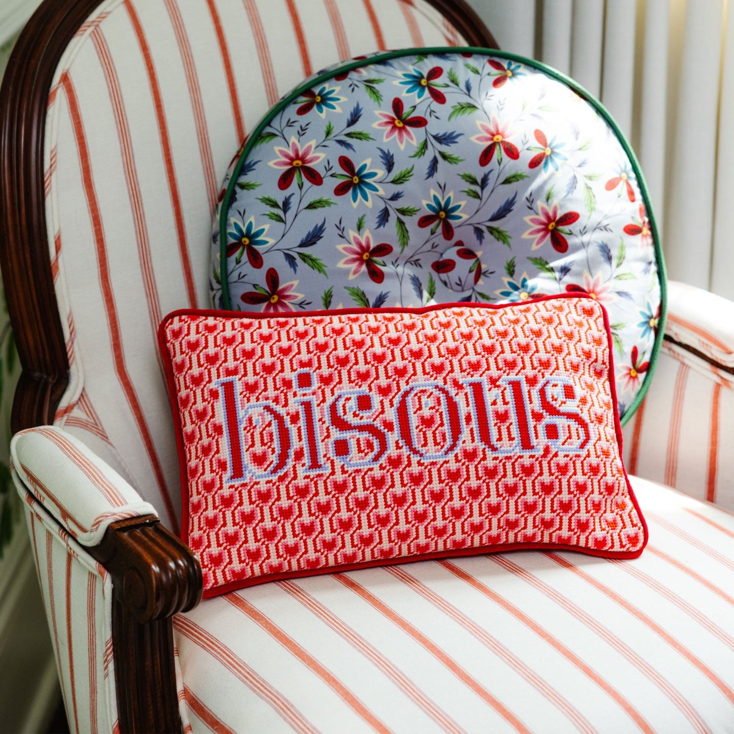 Bisous Needlepoint Pillow - Osadia Concept Store