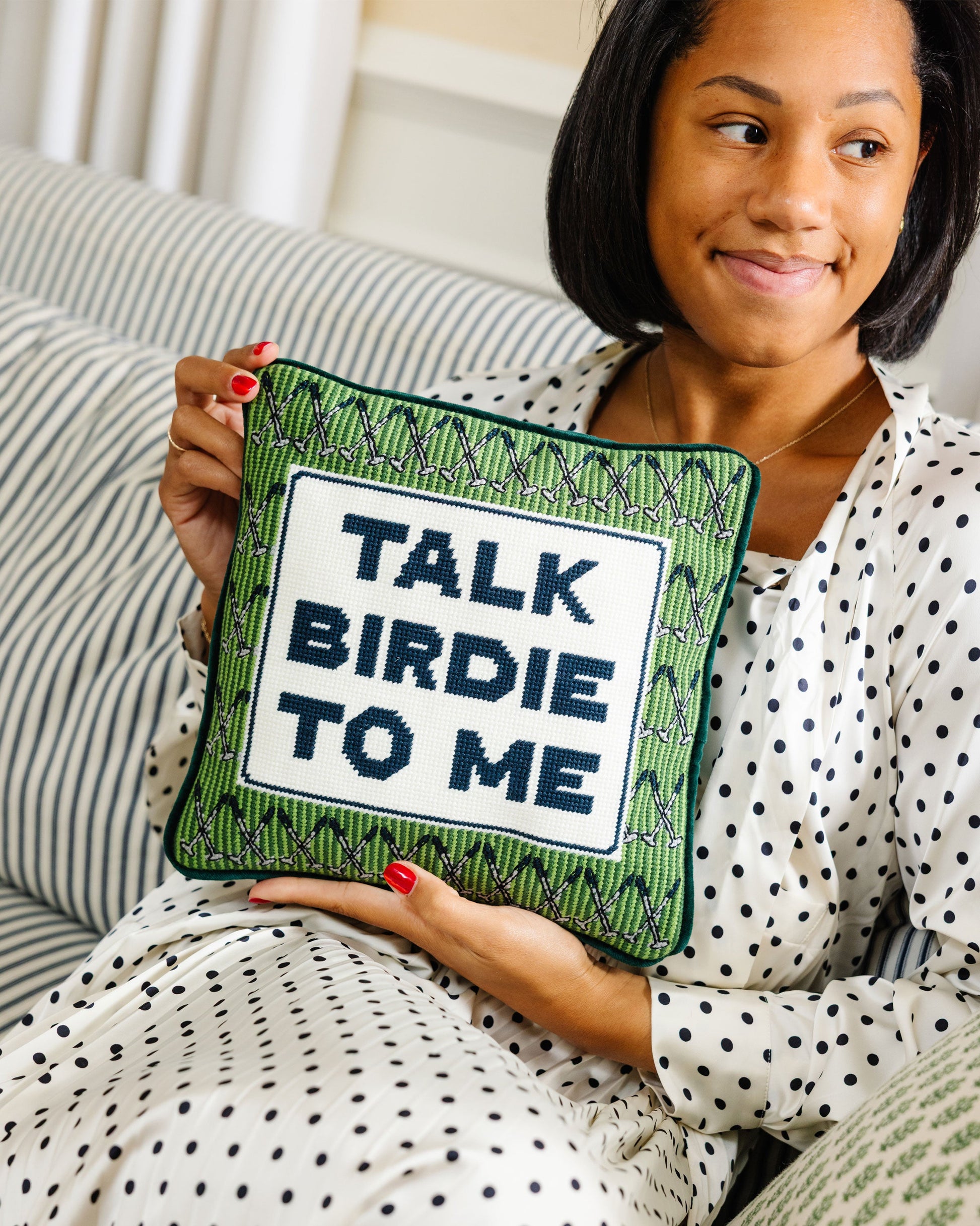 Talk Birdie To Me Needlepoint Pillow - Osadia Concept Store