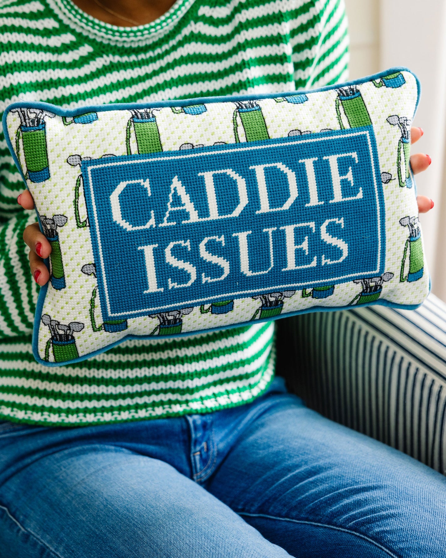 Caddie Issues Needlepoint Pillow - Osadia Concept Store