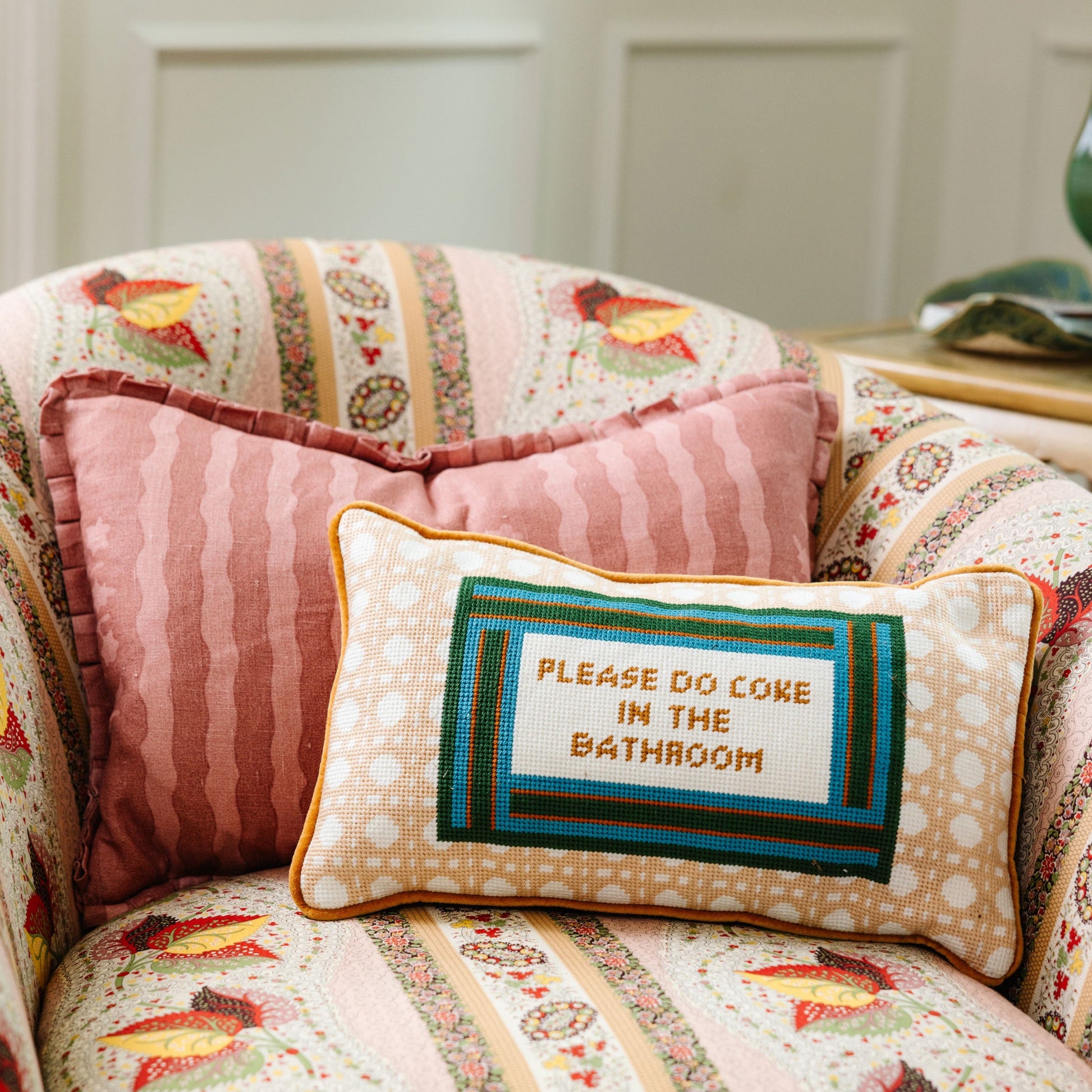 Bathroom Etiquette Needlepoint Pillow - Osadia Concept Store
