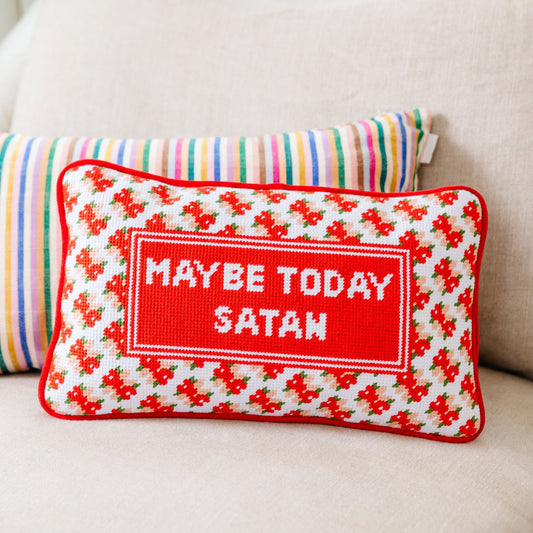 Maybe Today Satan Needlepoint Pillow