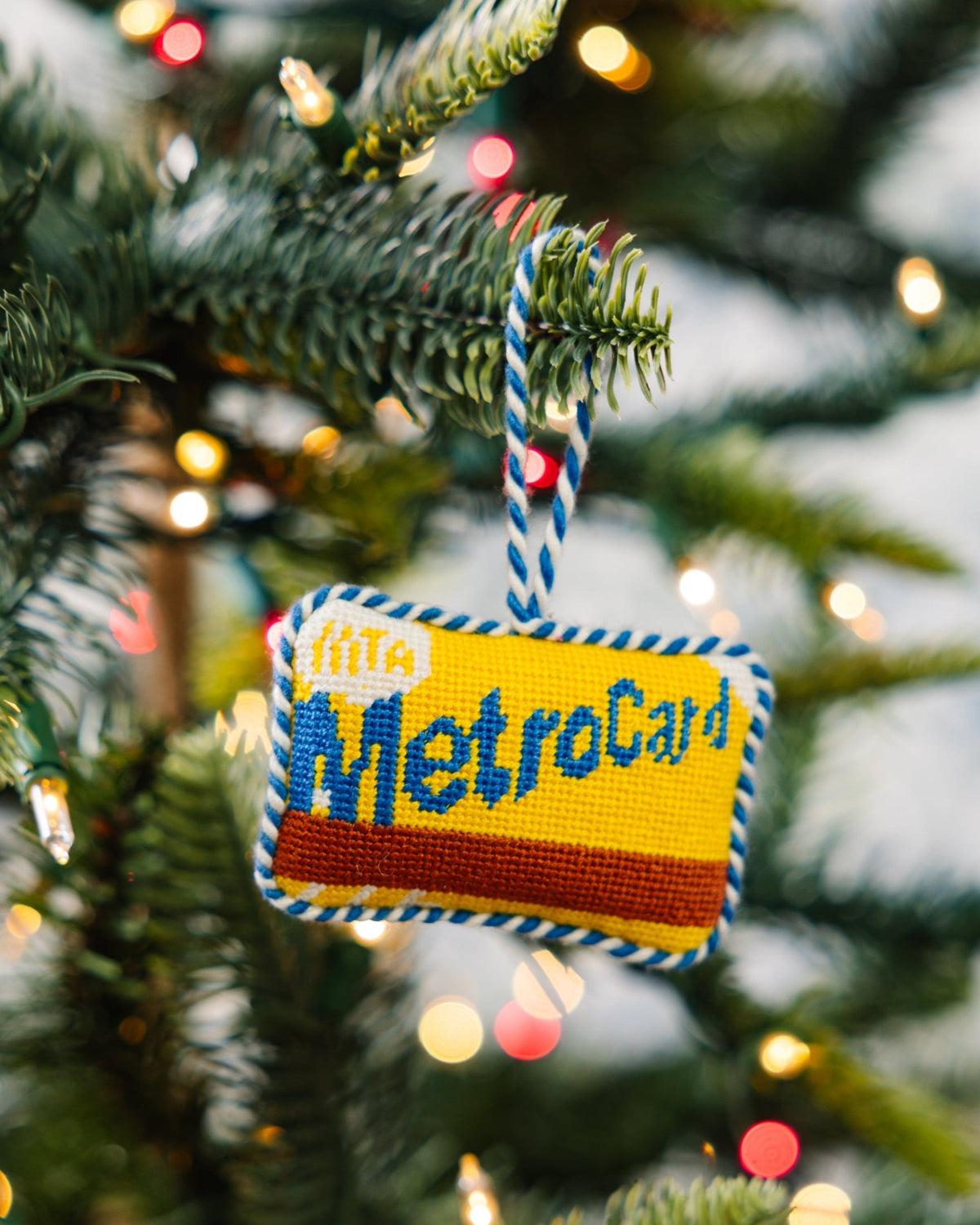 Needlepoint Icon Ornament - Metro Card