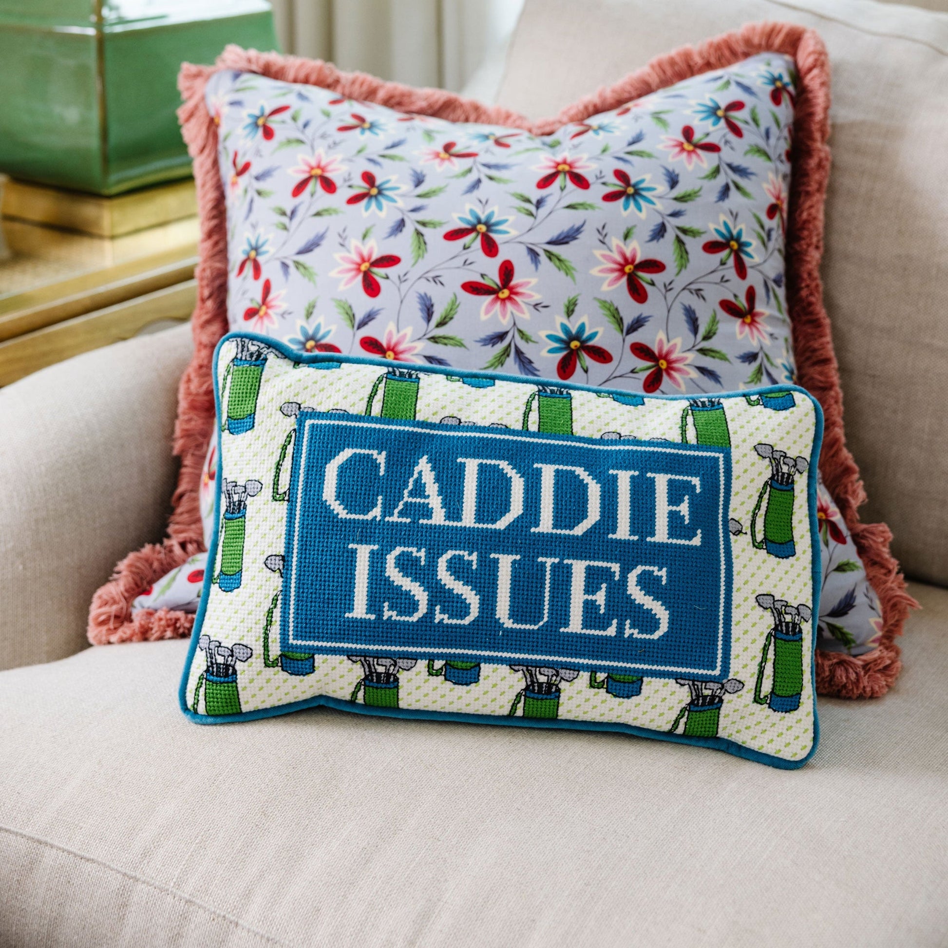 Caddie Issues Needlepoint Pillow - Osadia Concept Store