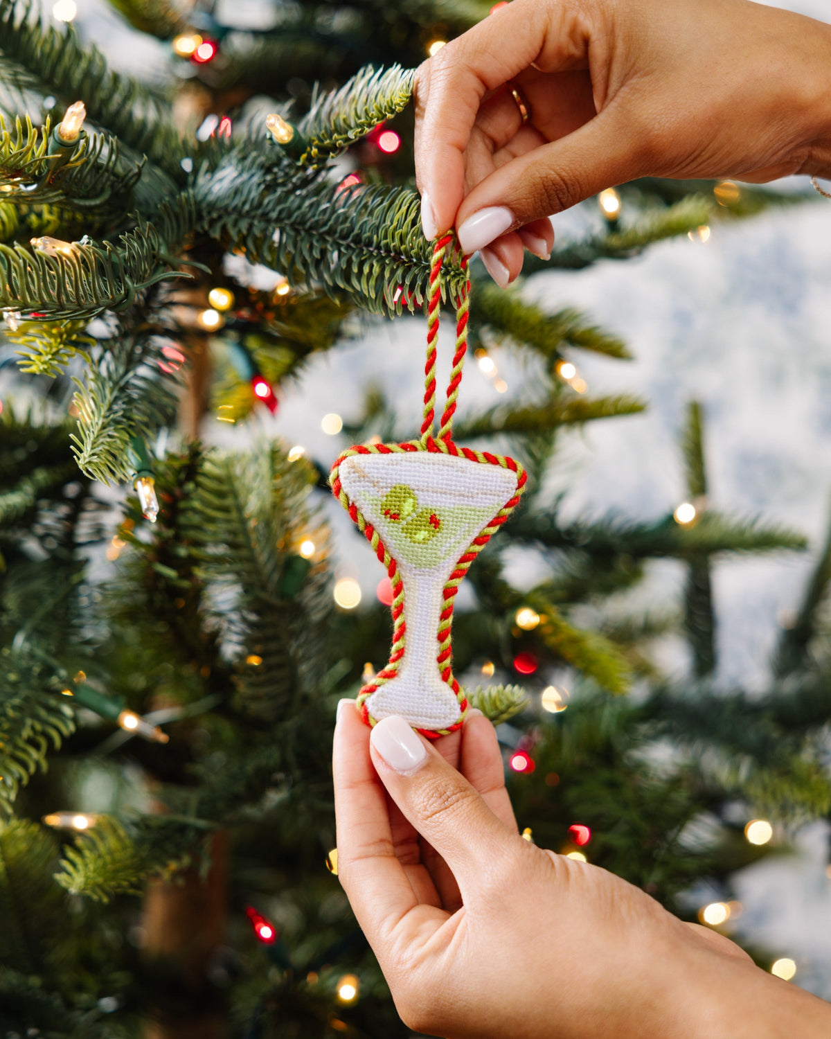Needlepoint Icon Ornament - Dirty Martini