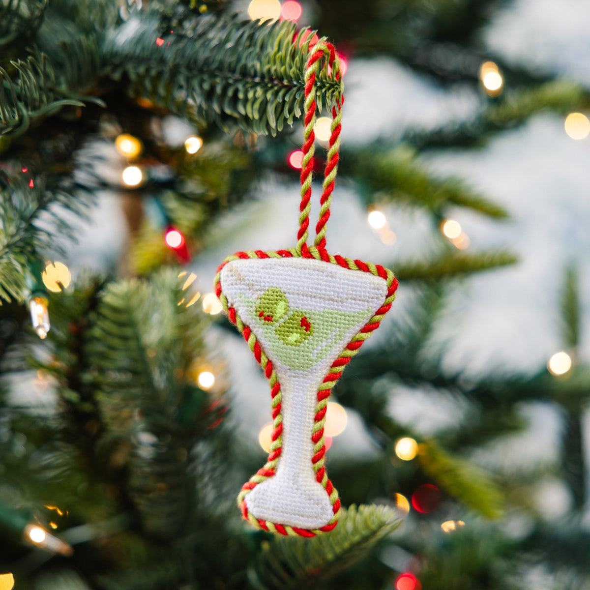 Needlepoint Icon Ornament - Dirty Martini