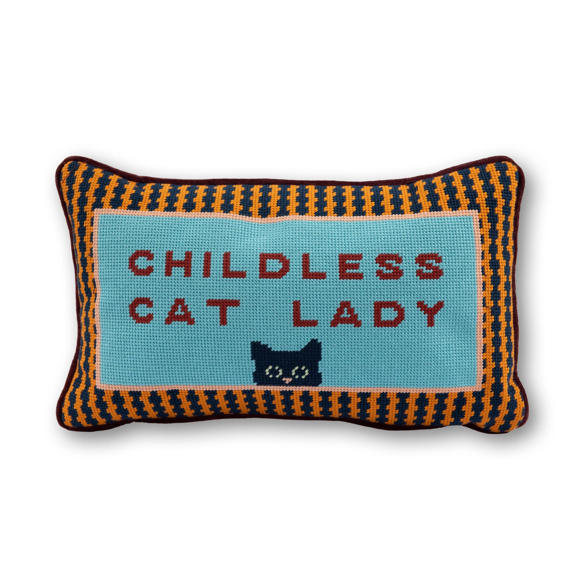 Childless Cat Lady Needlepoint Pillow - Osadia Concept Store