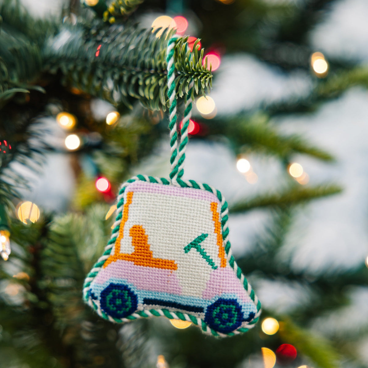 Needlepoint Icon Ornament - Golf Cart