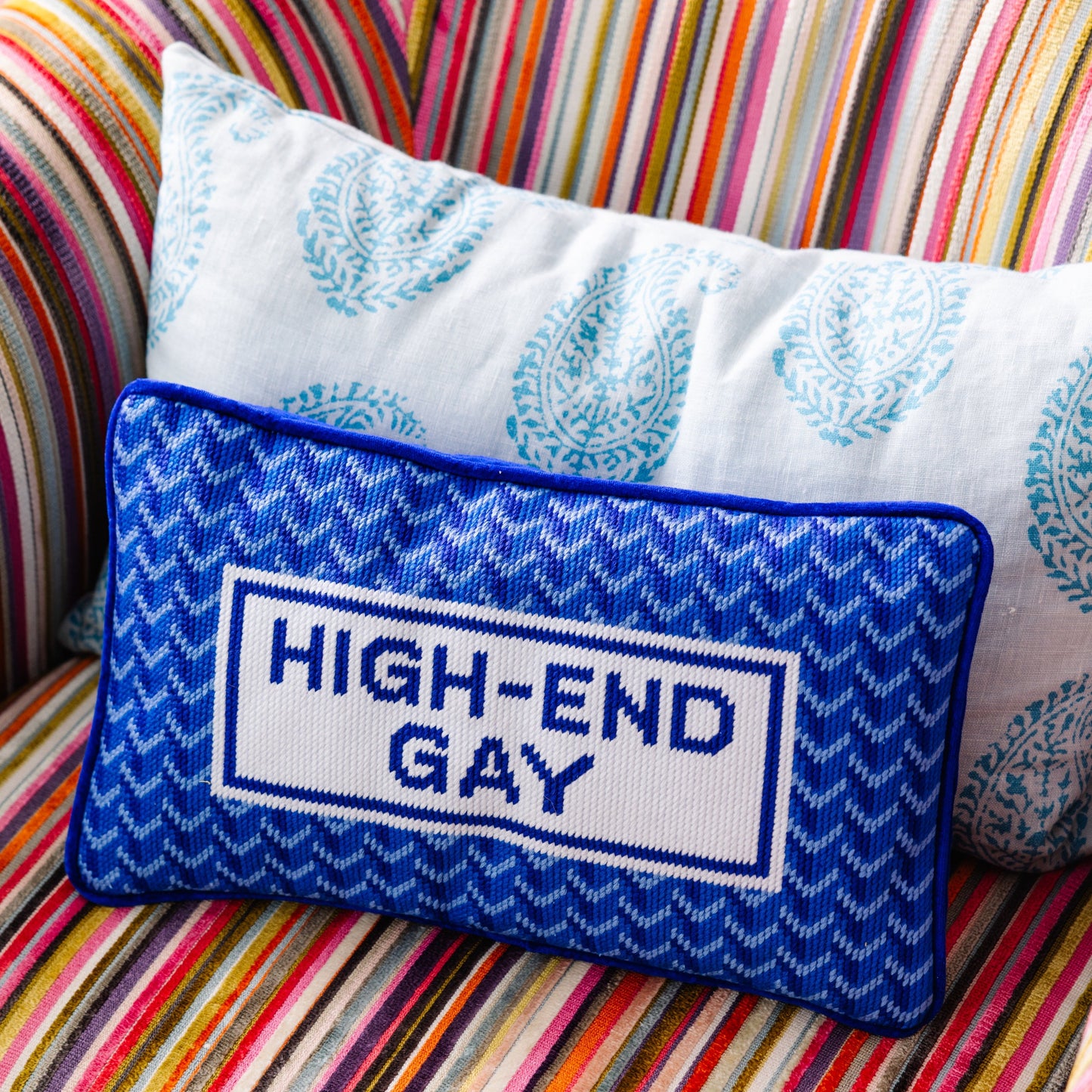High End Gay Needlepoint Pillow - Osadia Concept Store