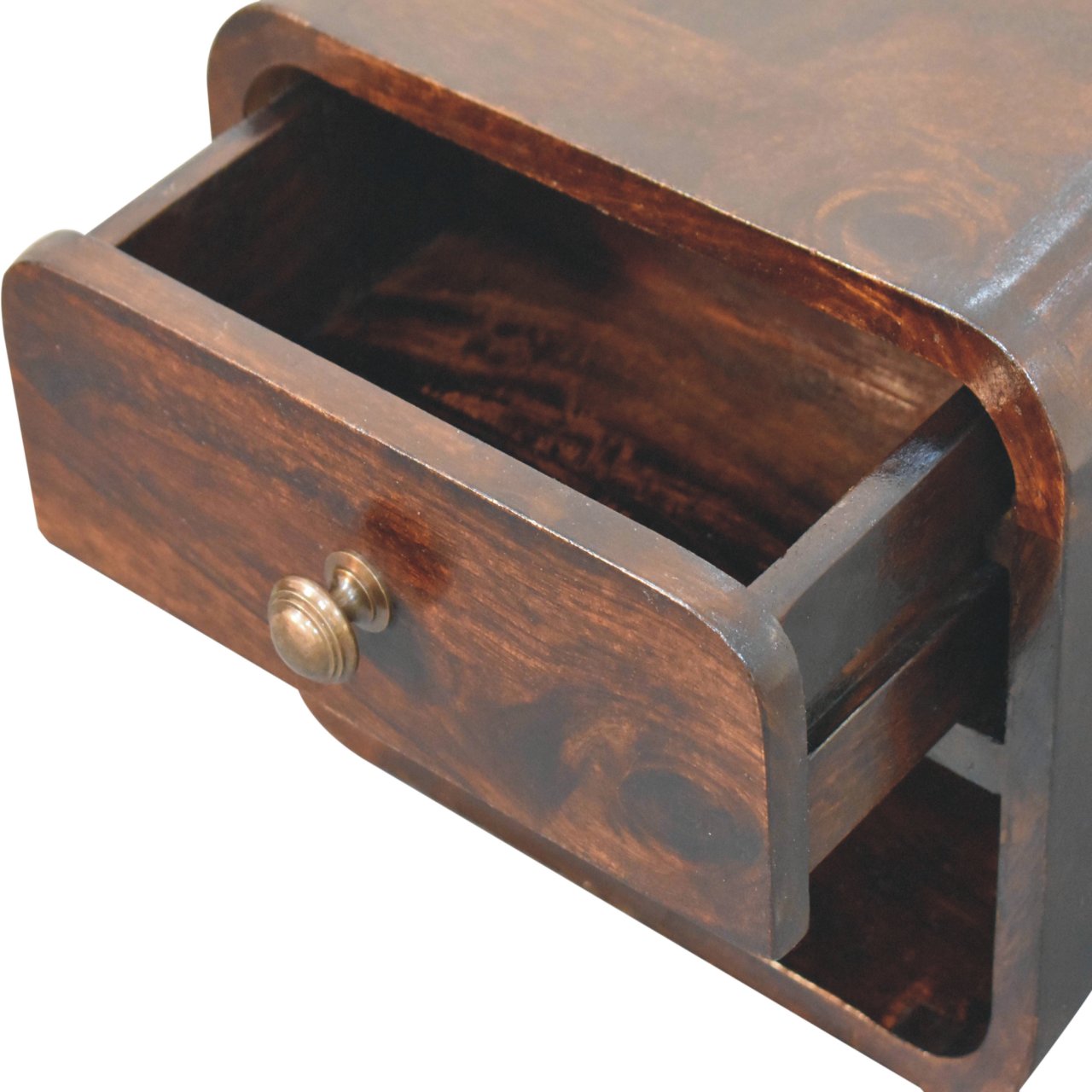 Solid Wood Mini Curved California Walnut Wall-Mounted Bedside Table