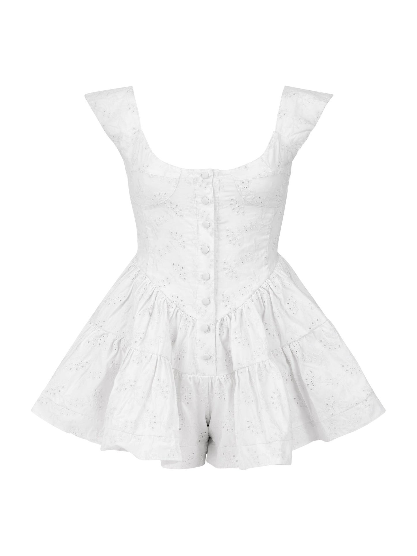 THE ELISABETH ROMPER DRESS - WHITE EYELET
