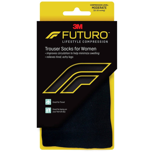 Futuro Trouser Socks For Women Moderate Compression, Medium - Black