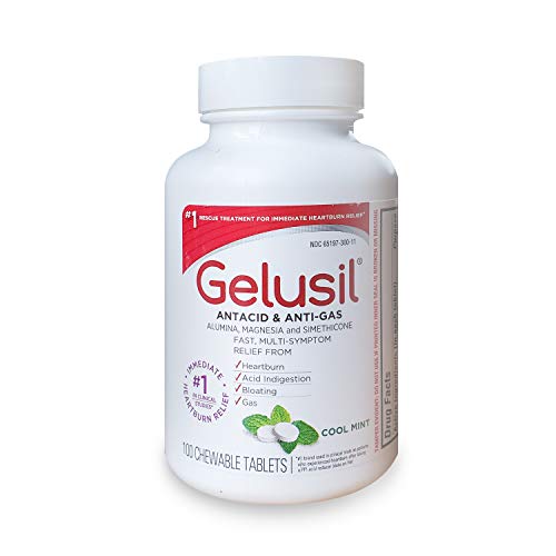 Gelusil Antacid & Anti Gas Tablets For Heartburn Relief, Acid Reflux, Bloating And Gas, Cool Mint - 100ct Bottle
