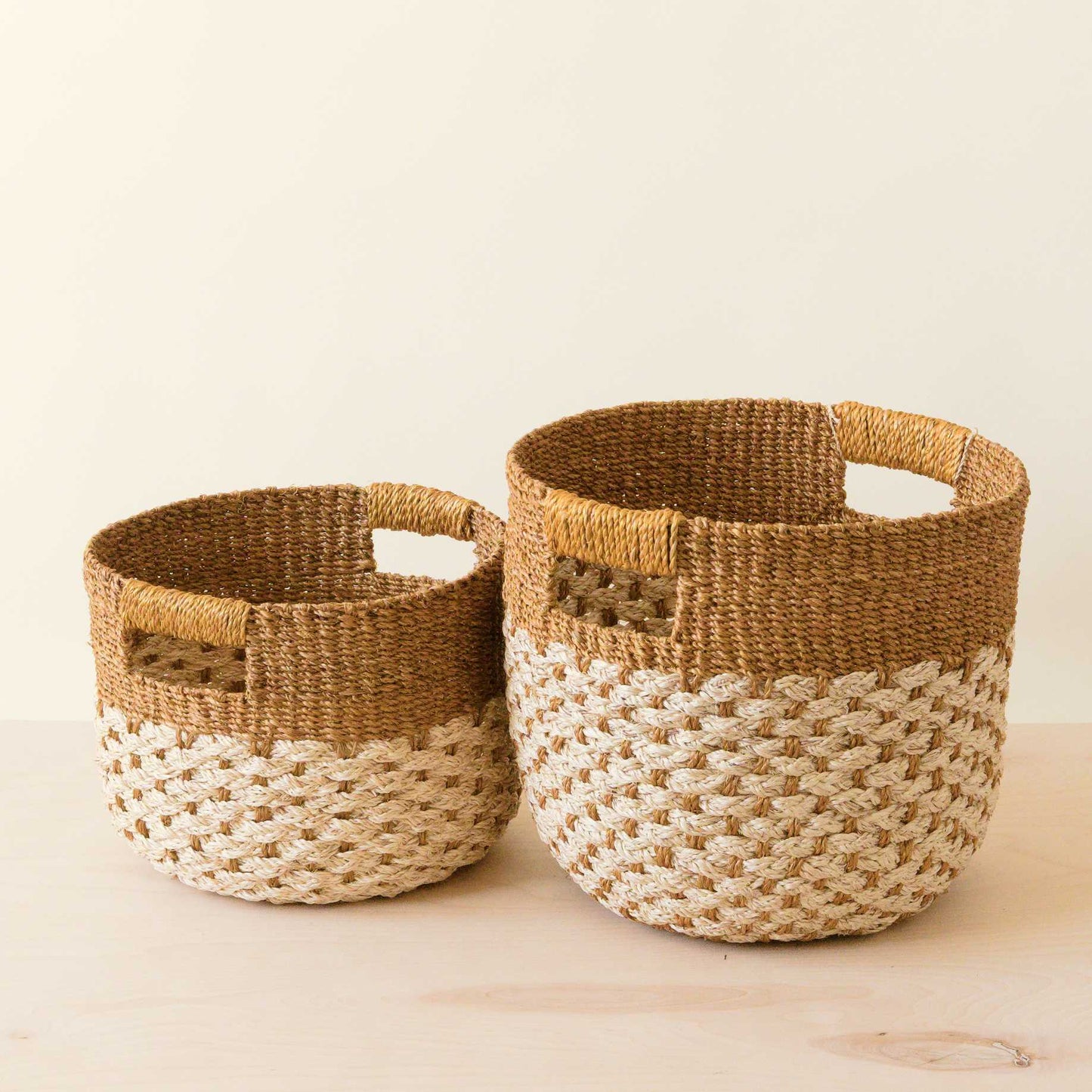 S/2 Golden Brown Round Baskets