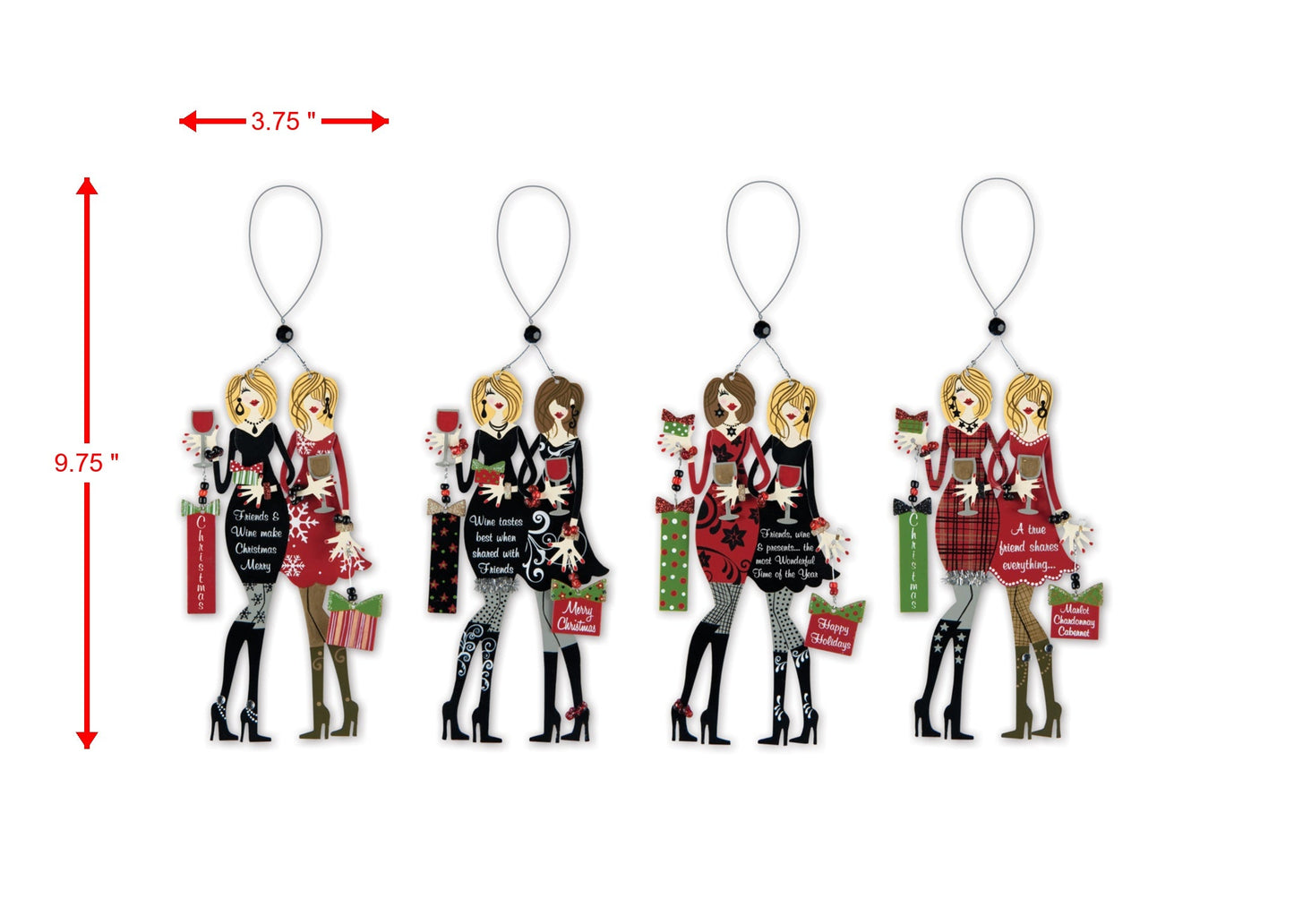 Glamorous Girls Night: Fabulous Friends Wine Charm & Magnet - Set of 4
